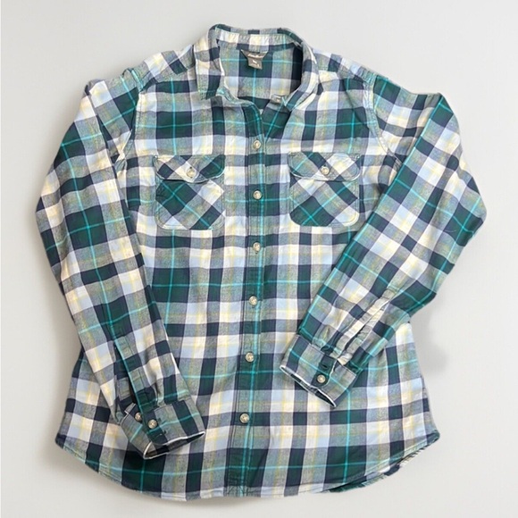 Eddie Bauer Blue Plaid 100% Cotton Button Down sz S - Picture 1 of 9